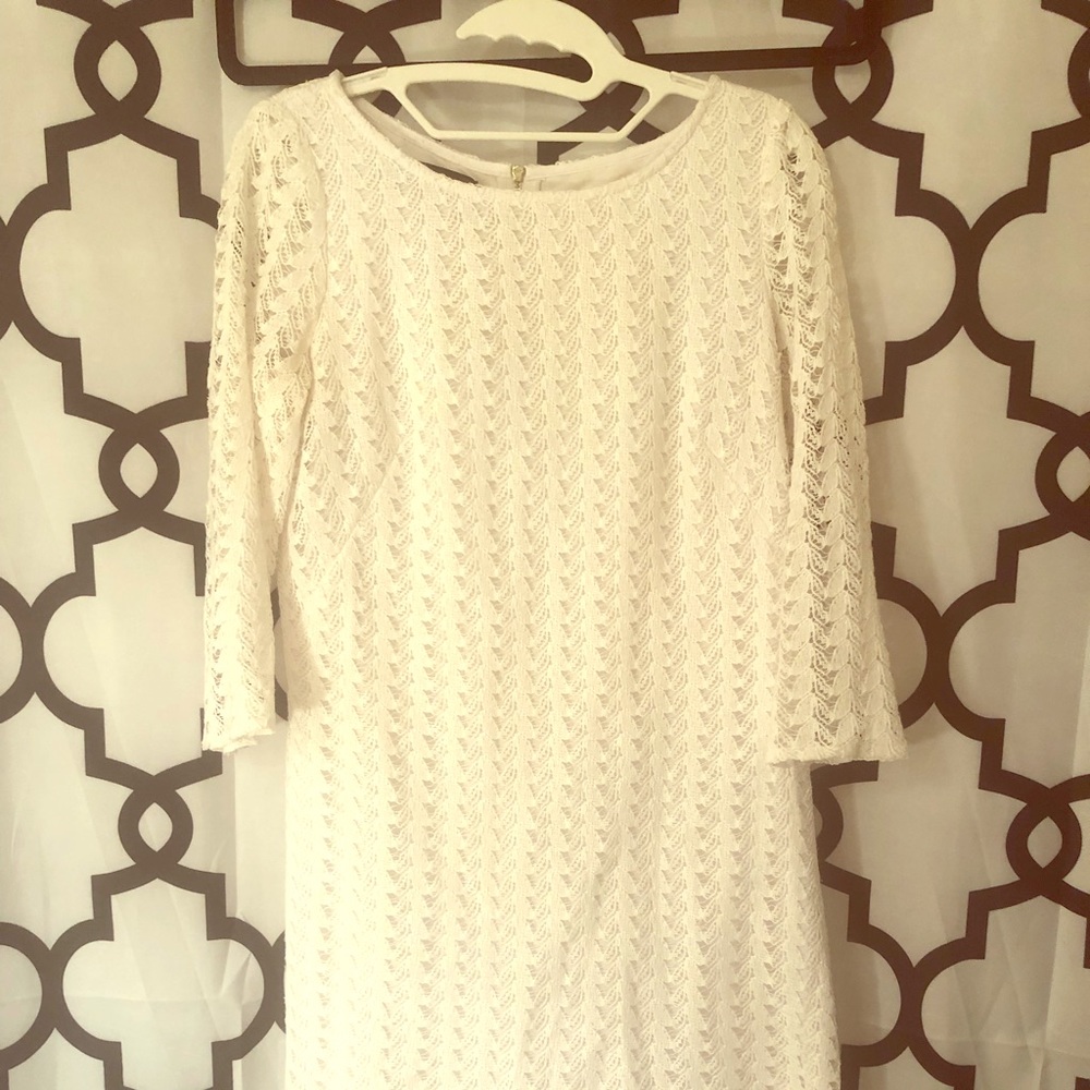 Nine West White Lace Crochet Shift Holiday Dress